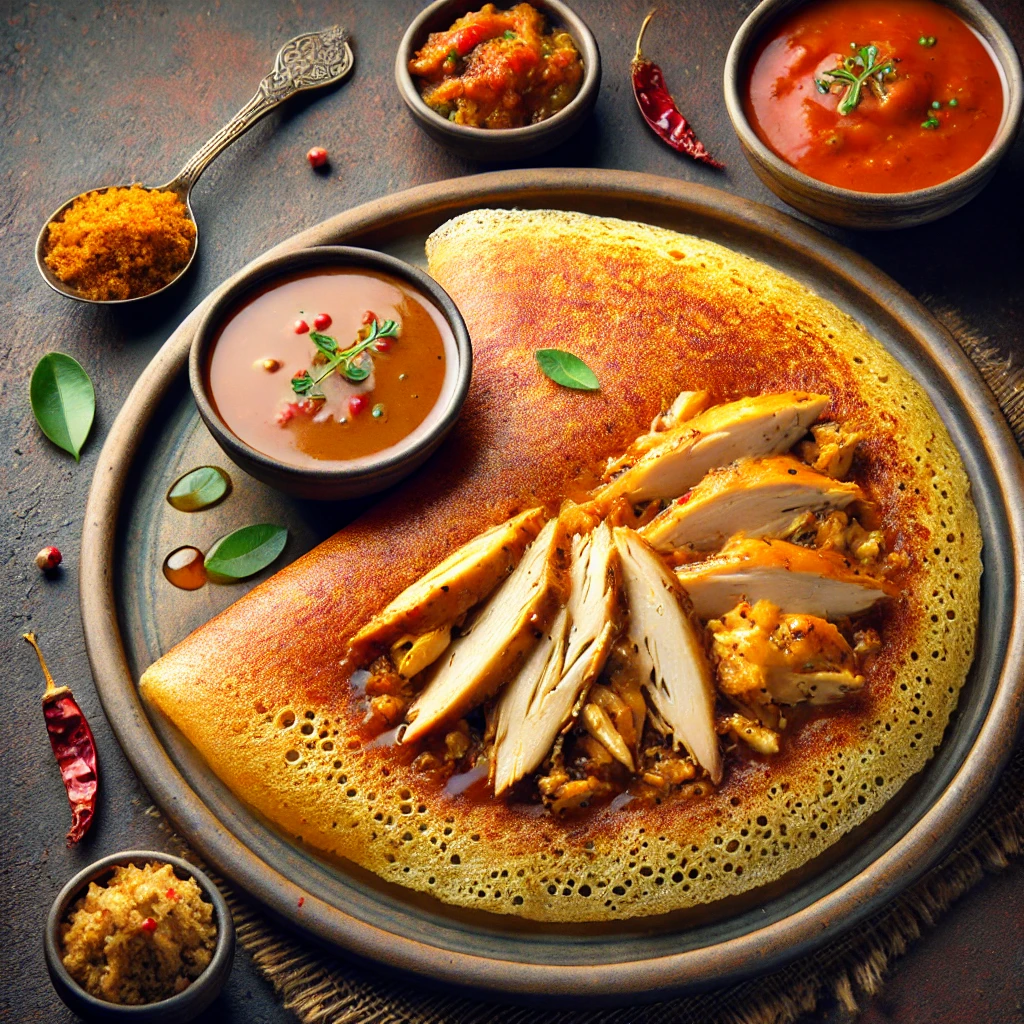 Ghee Roasted Chicken Masala Dosa